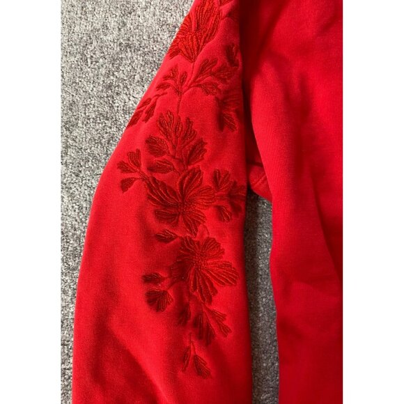 Levis Red Embroidered Floral Hoodie Sweatshirt Womens Pullover Medium - Picture 3 of 11